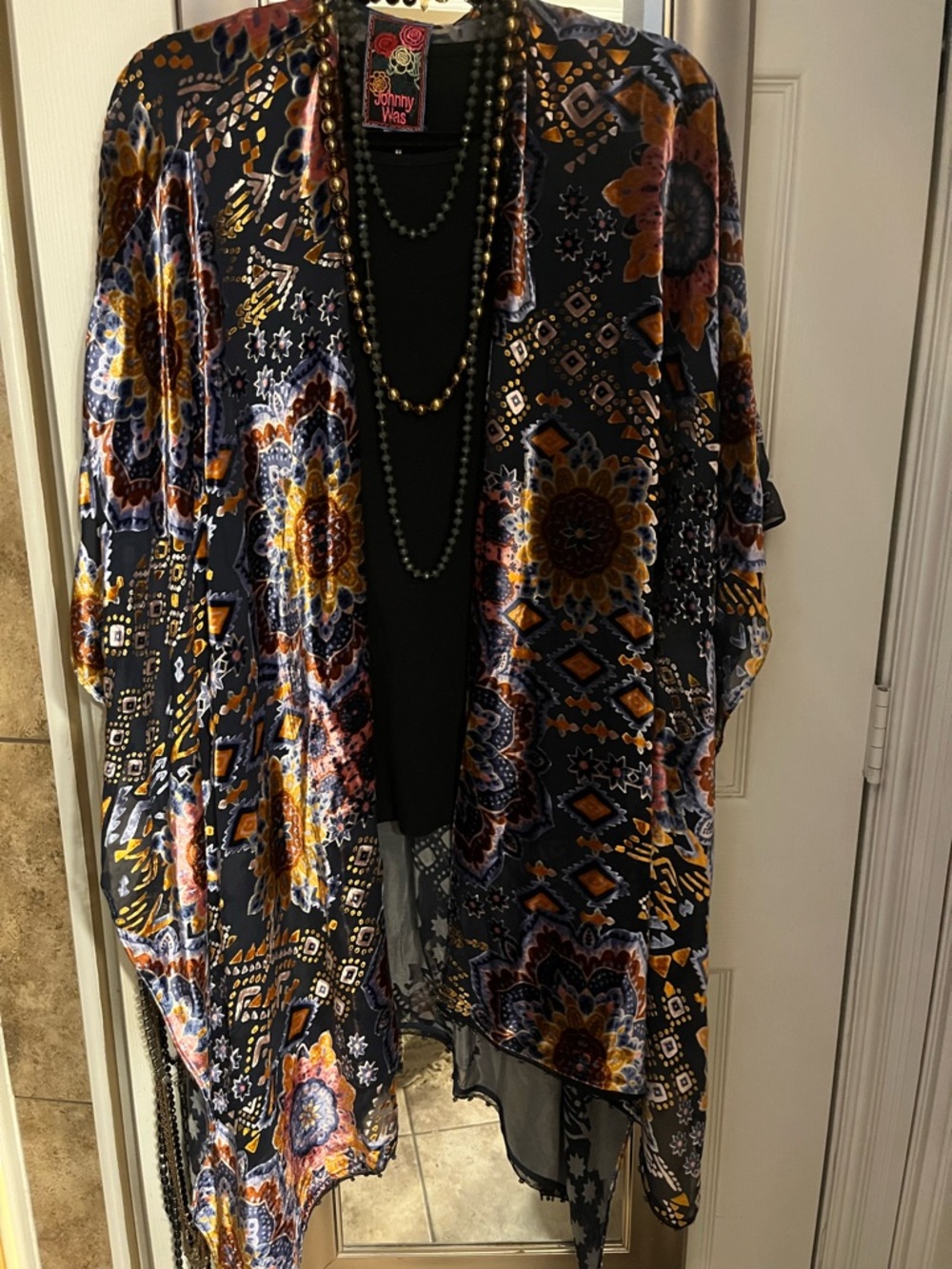 Johnny Was Burnout Velvet Kimono jacket.  New with tags O/S pit to pit 25”